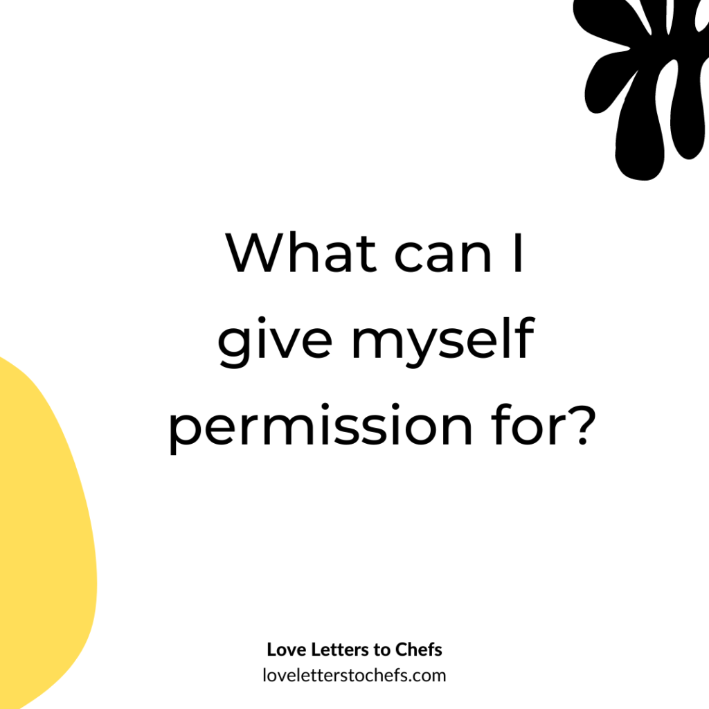 Text reads: What can I give myself permission for?