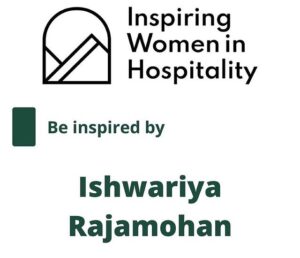 Text reads: "Be inspired by Ishwariya Rajamohan"